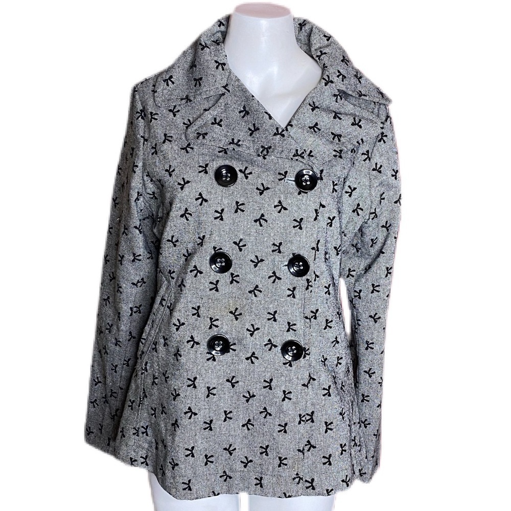 Moon Collection USA Black Gray Marled Bow Jacket Size L
